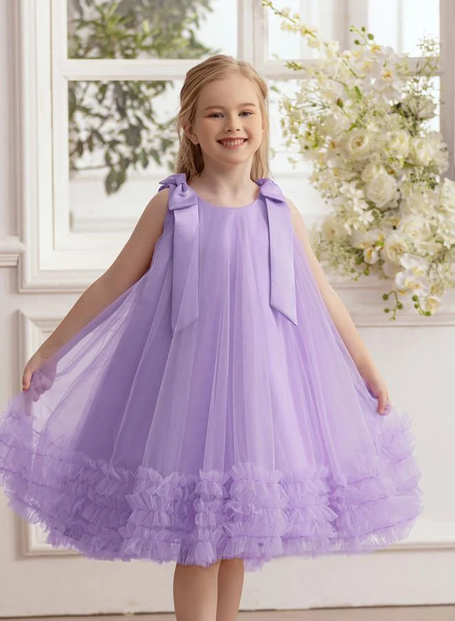 Take Two  Girls Bow Tie Ruffle Hem Mesh Party Dress for Women | Best Price UAE